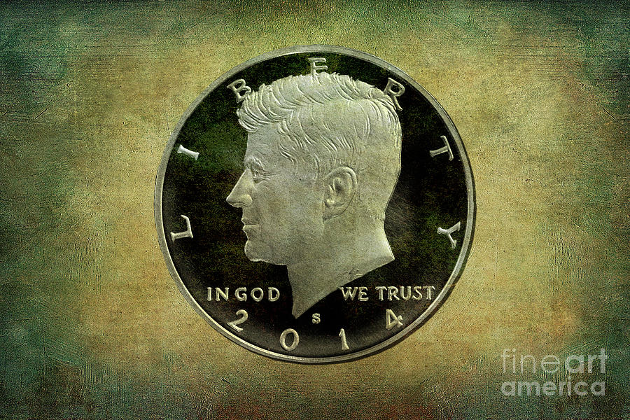 Kennedy Half Dollar Textured Digital Art by Randy Steele