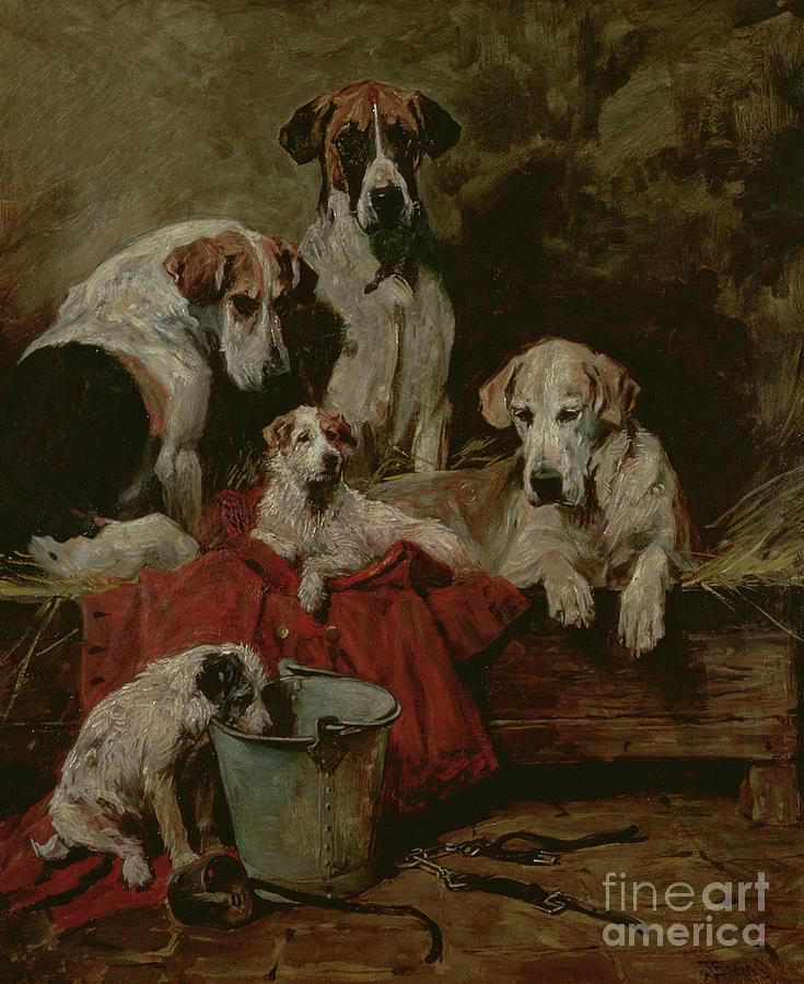 John Emms Painting - Kennel Companions by John Emms