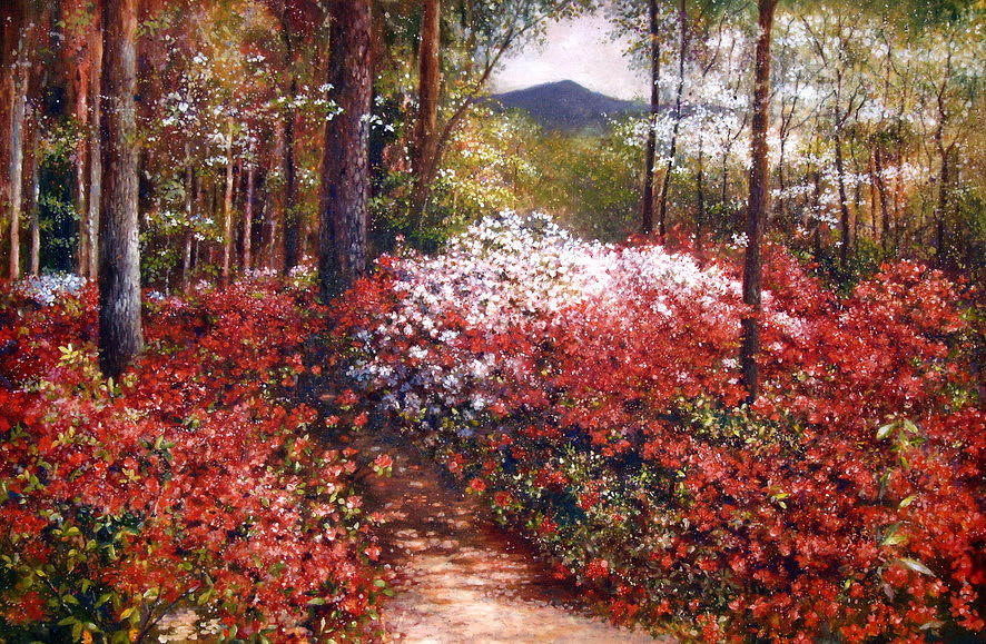 Landscape Painting - Kennesaw Azaleas by Ann  Cockerill