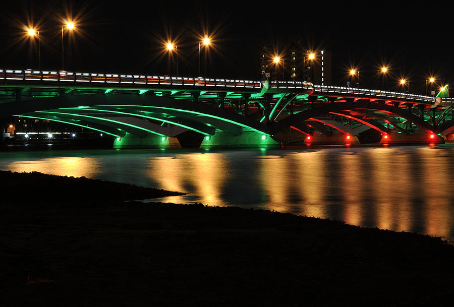 Kenneth F. Burns Memorial Bridge- Christmas Lights Photograph by Luke Moore