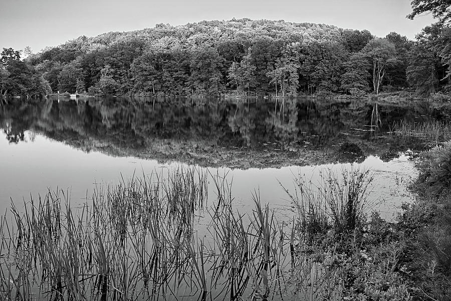 Kenoza Lake Reflection Haverhill MA Black and White Photograph by Toby McGuire