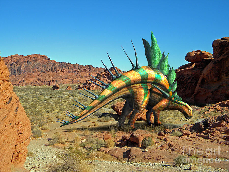 Kentrosaurus in the Desert Mixed Media by Frank Wilson