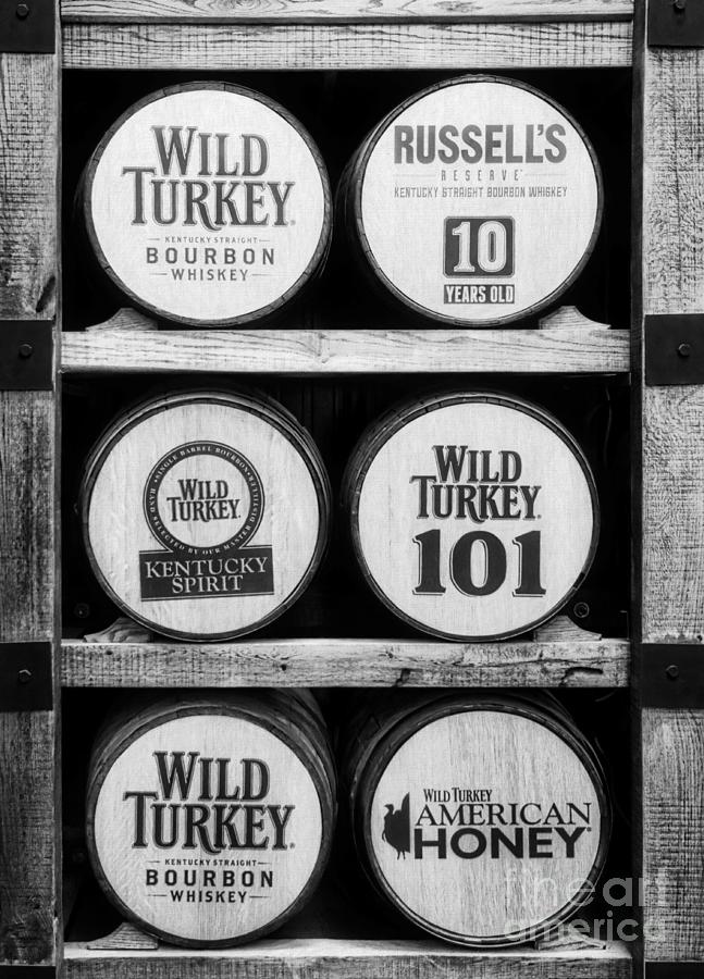 Kentucky Bourbon Barrels Black and White Photograph by Mel Steinhauer