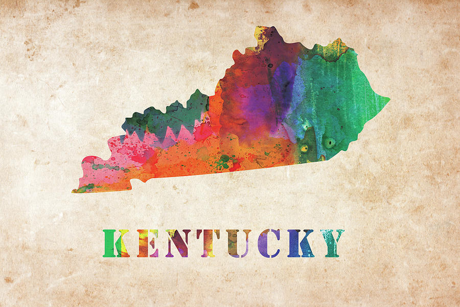 Kentucky colorful watercolor map Digital Art by Mihaela Pater - Pixels