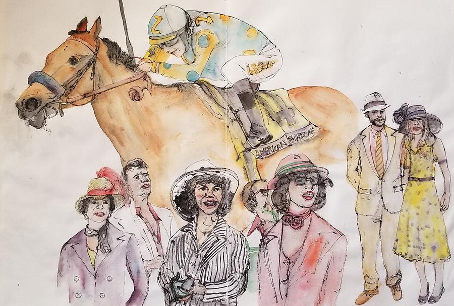 Kentucky Derby and American Pharaoh album Painting by Debbi Saccomanno Chan