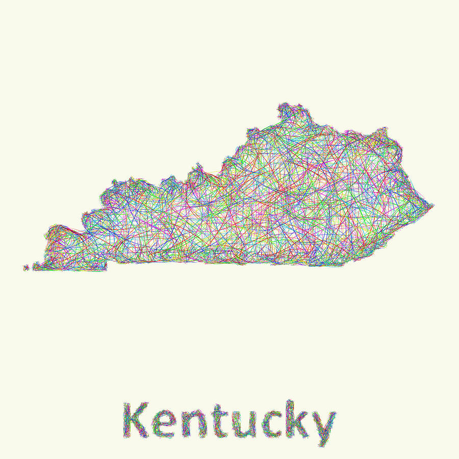 Kentucky Map Digital Art - Kentucky line art map by David Zydd