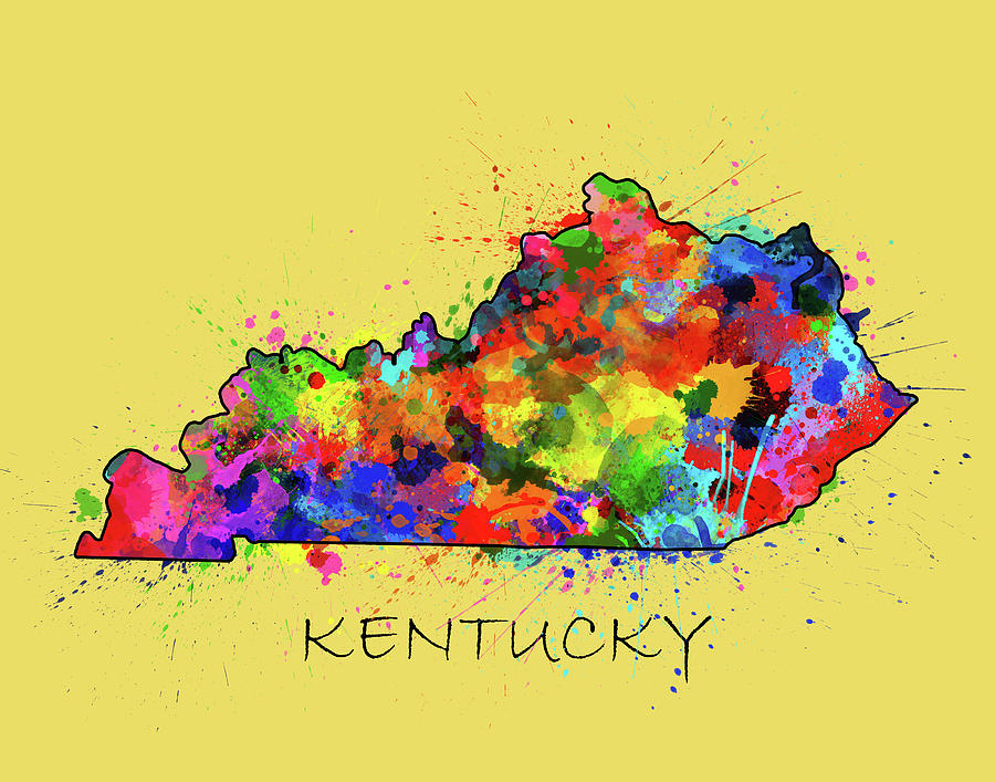 Kentucky Map Color Splatter 4 Digital Art