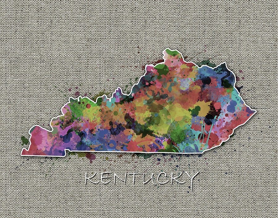 Kentucky Map Color Splatter 5 Digital Art by Bekim M - Fine Art America