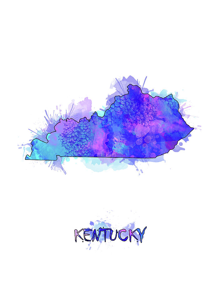 Kentucky Map Watercolor 2 Digital Art