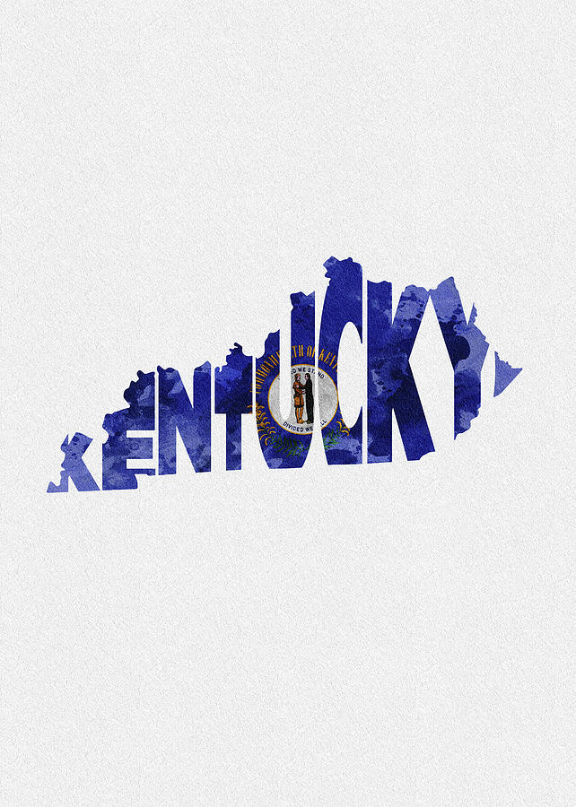 Kentucky Typographic Map Flag Digital Art by Inspirowl Design