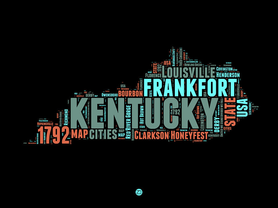 Independence Day Digital Art - Kentucky Word Cloud Map 1 by Naxart Studio