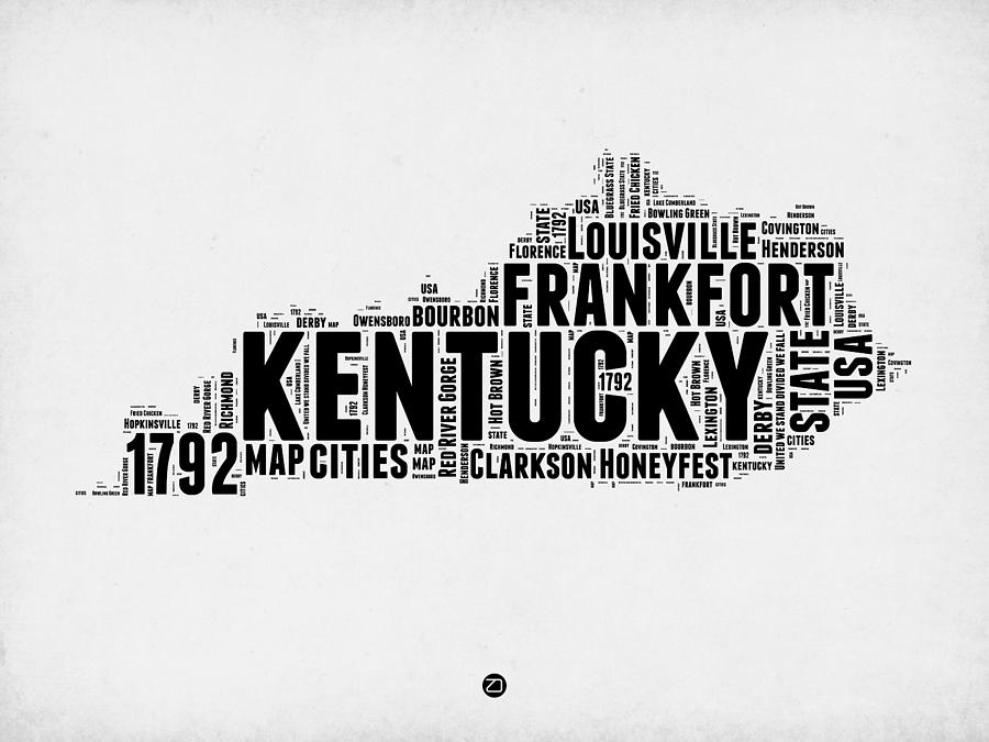 Independence Day Digital Art - Kentucky Word Cloud Map 2 by Naxart Studio