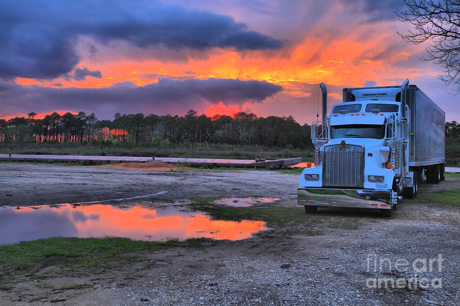 Kenworth Truck At Sunset Photograph by Adam Jewell