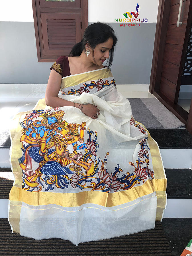 Hand painted sarees are the new trend in women fashion