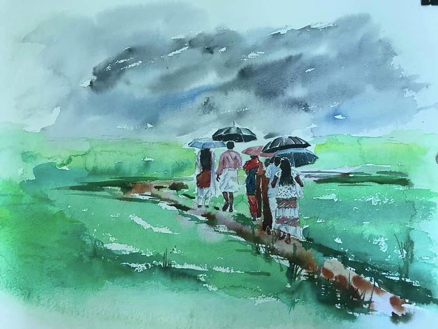 Kerala Monsoon Painting by George Jacob