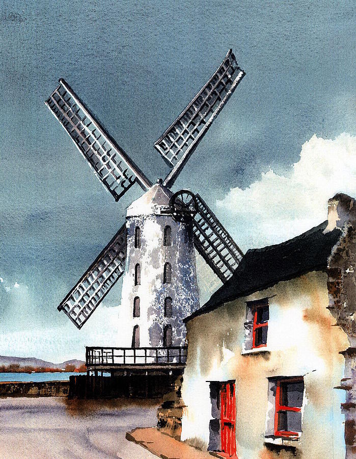 Val Byrne Painting - Kerry Windmill at Blennerville by Val Byrne