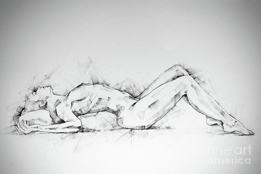 SketchBook Page 55 Charcoal drawing woman lateral pose Drawing by Dimitar Hristov