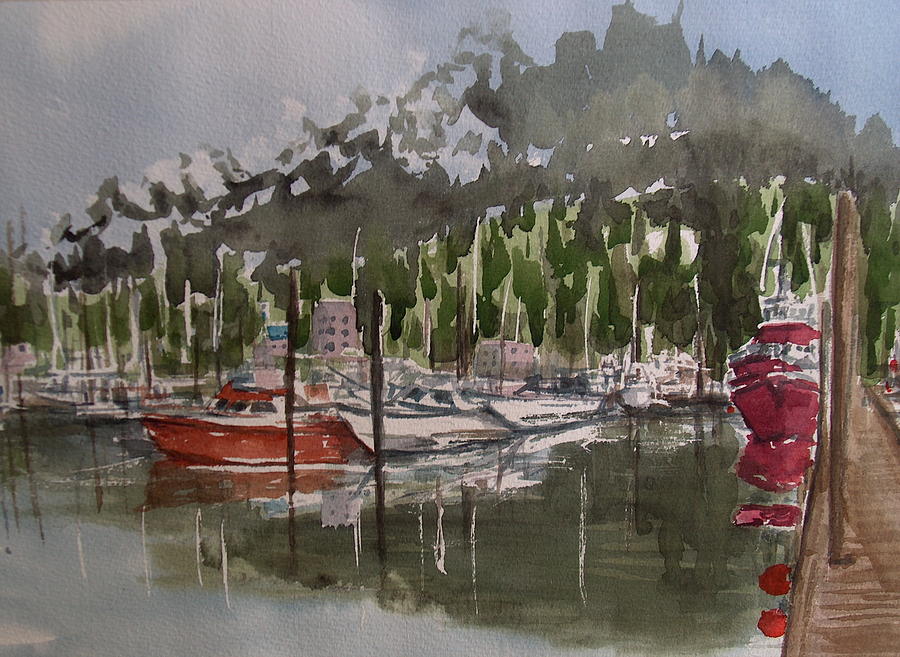Marina Painting - Ketchican Marina by Pete Maier Marina Painting - Ketchican Marina by Pete Maier