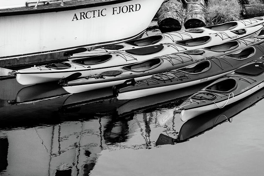 Ketchikan Kayaks in Black and White Photograph by Joni Eskridge