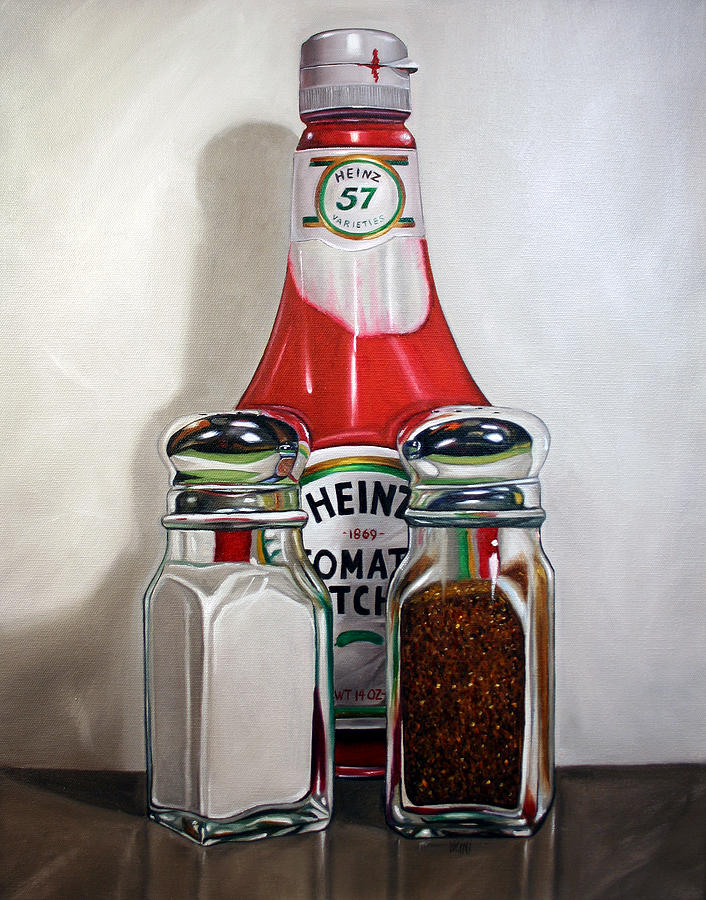 Batman Movie Painting - Ketchup and Salt and Pepper Shaker by Vic Vicini
