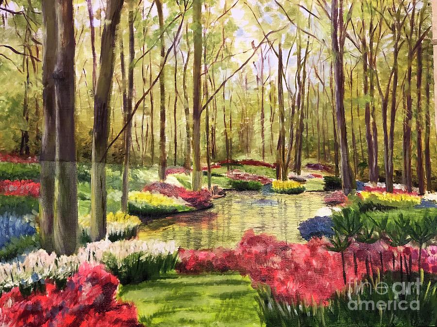 Keukenhof Garden Painting by Meera Bhaskaran