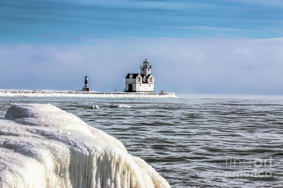 Kewanee Wisconsin Lighthouse In Winter Photograph