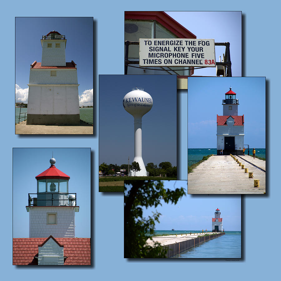 Kewaunee Pierhead Lighthouse Wisconsin Collage Photograph by Thomas Woolworth