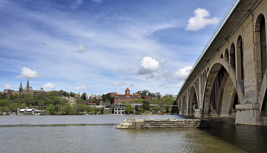Georgetown University Photograph - Key Bridge into Georgetown by Brendan Reals