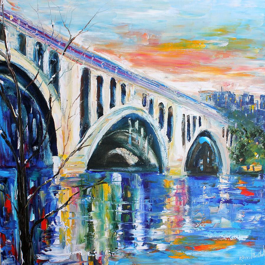 Washington D.c. Painting - Key Bridge Sunrise by Karen Tarlton