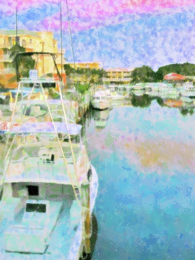Key Largo Marina Mixed Media by Florene Welebny