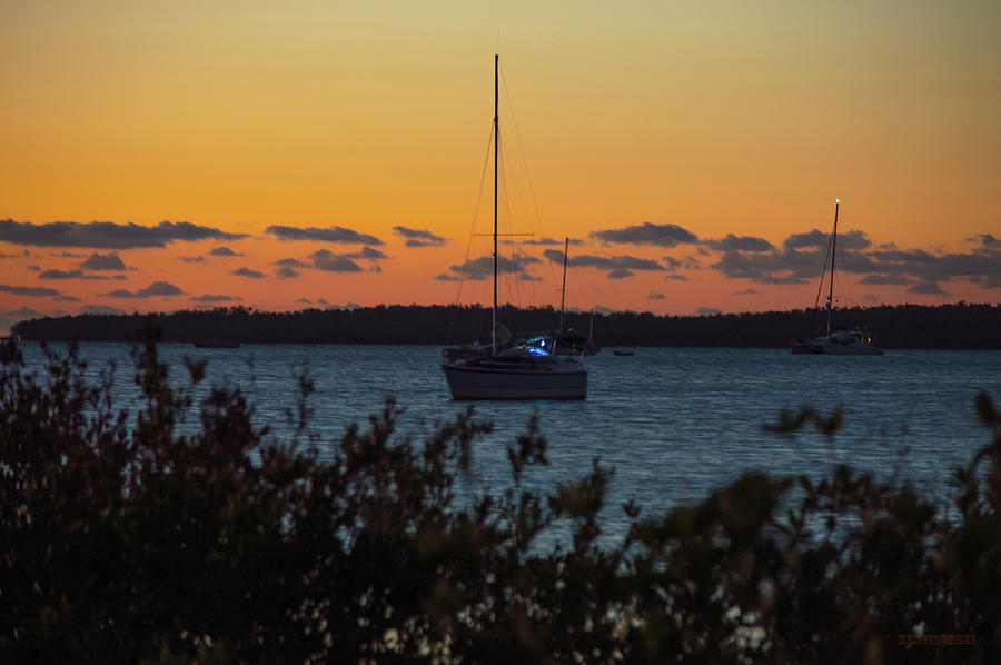 Key Largo Sunrise And Sailboat Painting by Ken Figurski