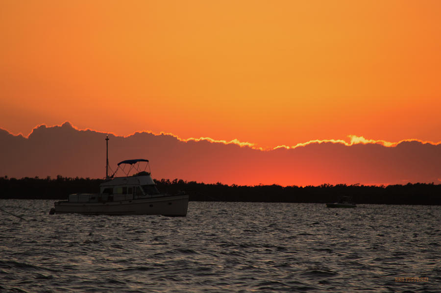 Key Largo Sunset Boat 2 Photograph by Ken Figurski