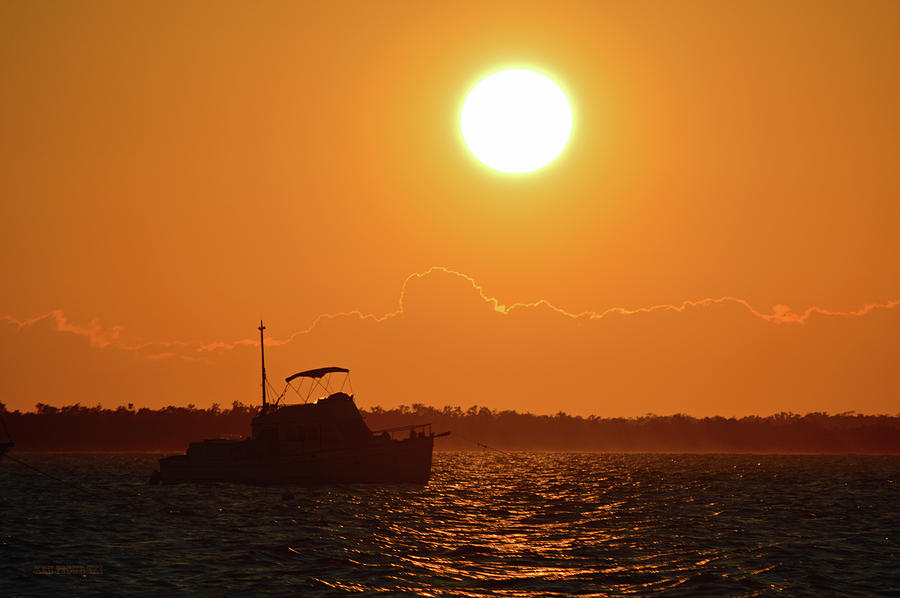 Key Largo Sunset Boat Photograph by Ken Figurski