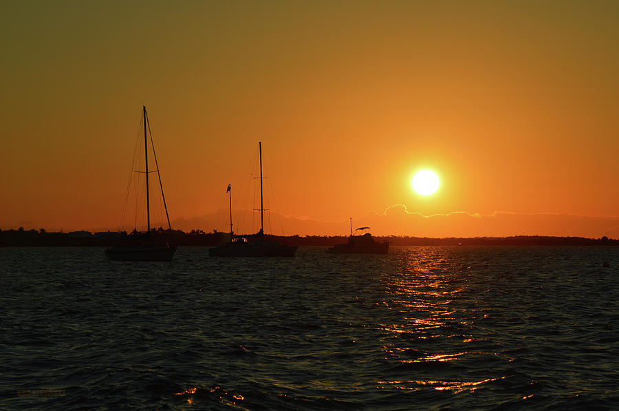 Key Largo Sunset Sailoats Photograph by Ken Figurski