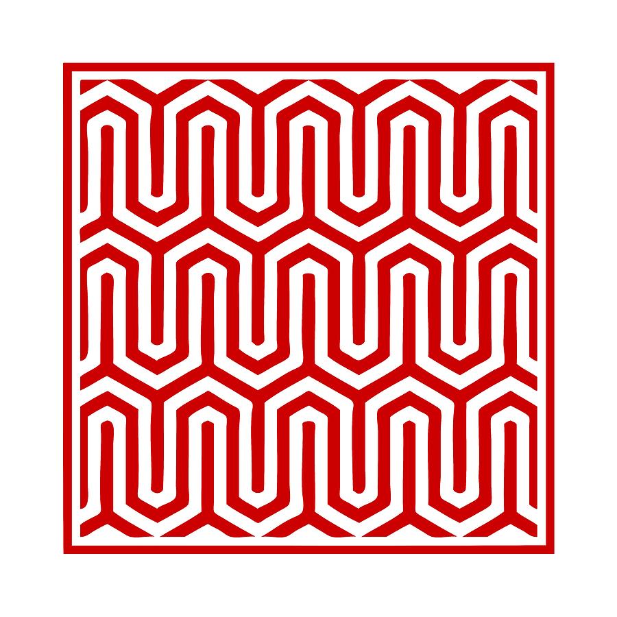 Key Maze with Border in Red Digital Art by Custom Home Fashions - Pixels