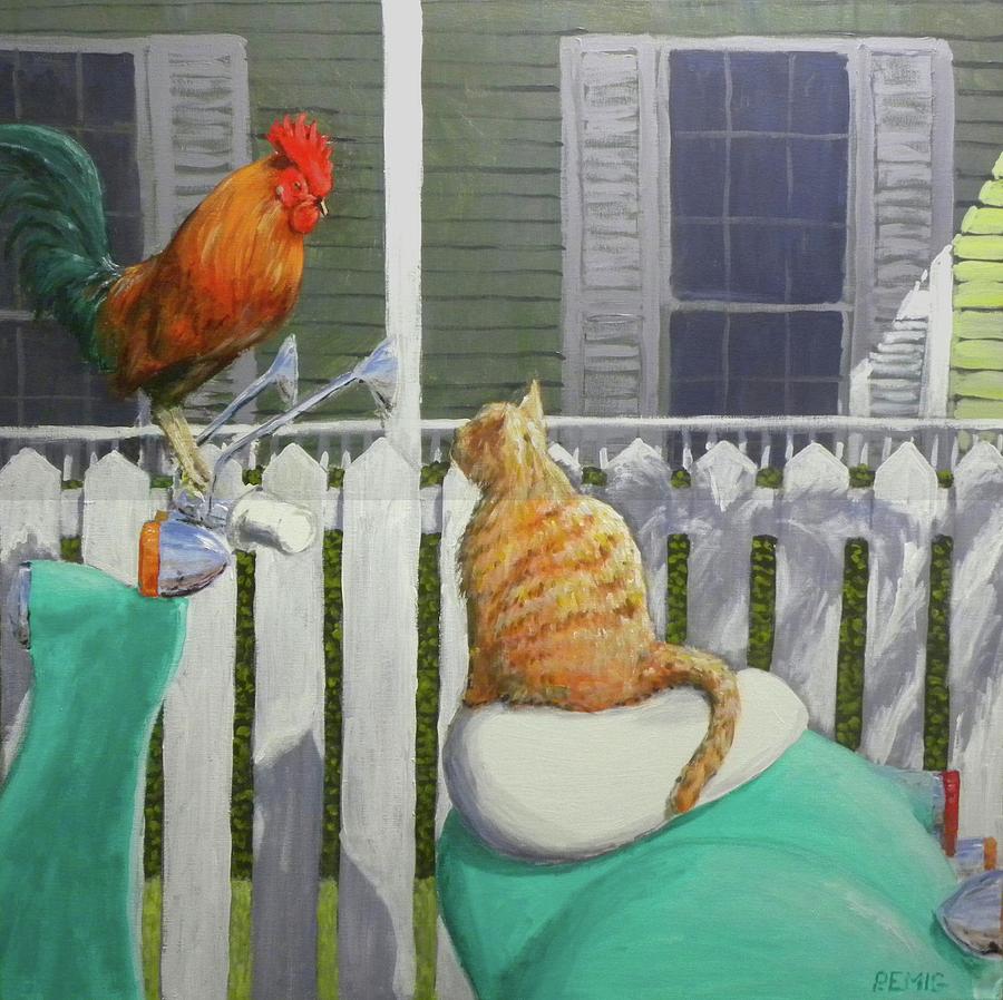 Rooster Painting - Key West Buddies by Paul Emig Rooster Painting - Key West Buddies by Paul Emig