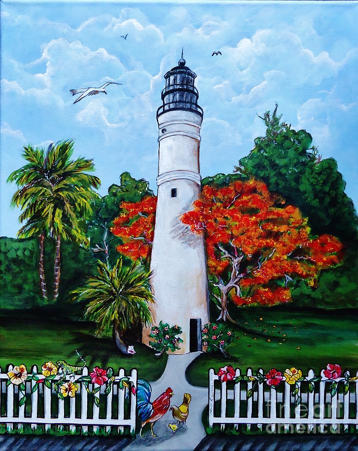 Lighthouse Painting - Key West Lighthouse and friends by Lois Rivera