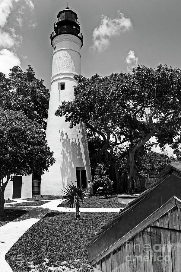 Key West Lighthouse Bnw Photograph by Skip Willits