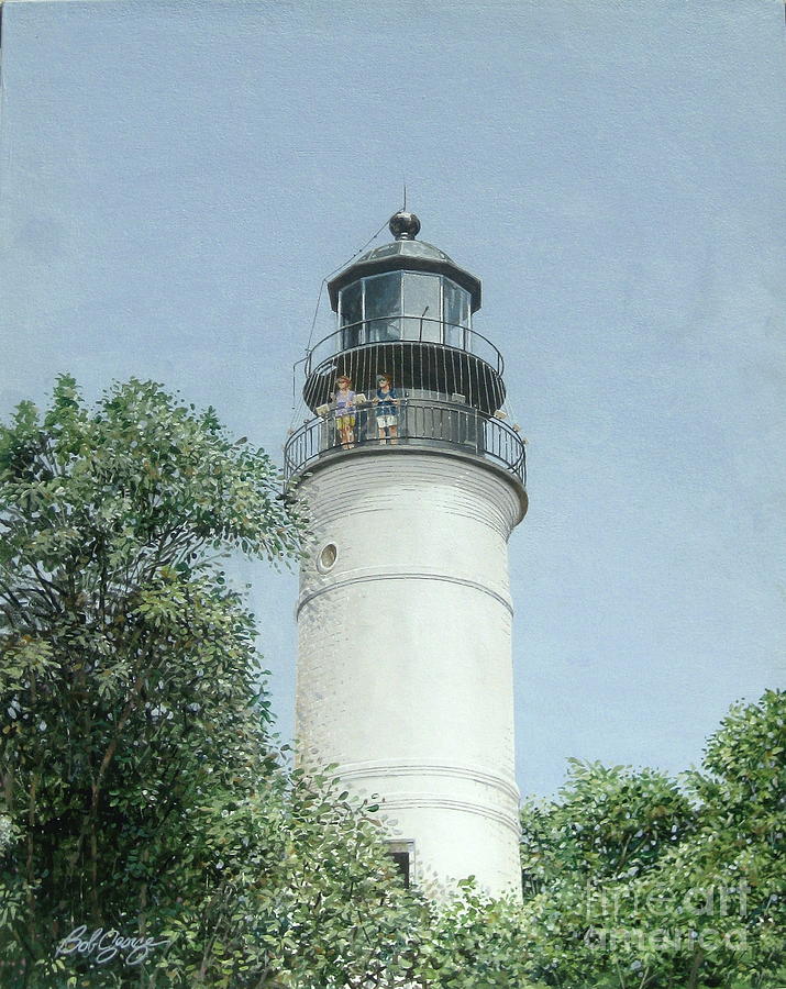 Key West lighthouse Painting by Bob George
