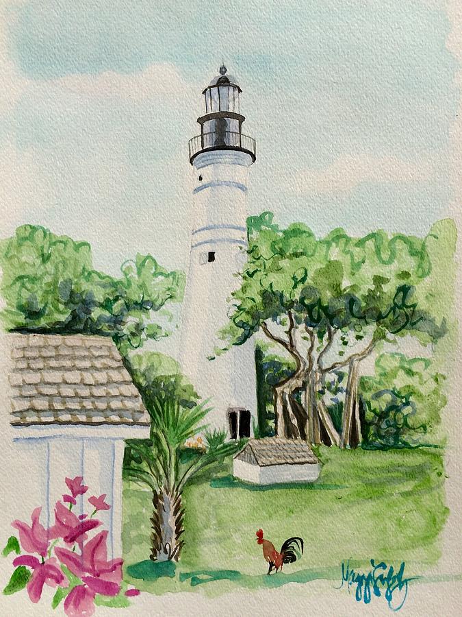 Key West Lighthouse Painting by Maggii Sarfaty