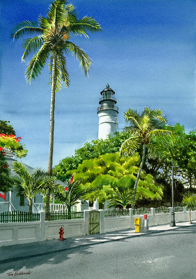Lighthouse Painting - Key West Lighthouse by Tom Hedderich