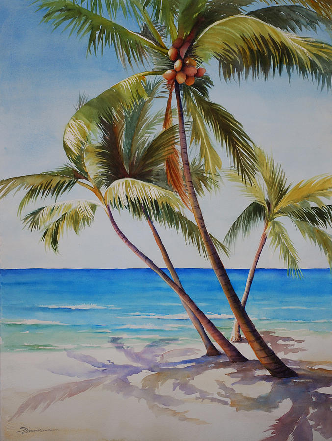 Key West Palms Painting by Sue Zimmermann