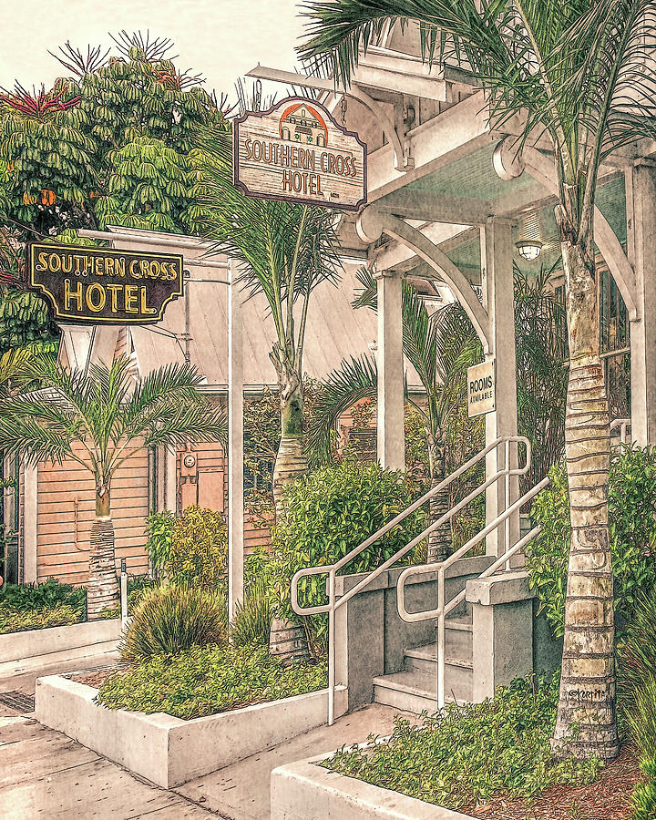 Key West Southern Cross Hotel Digital Art by Rebecca Korpita
