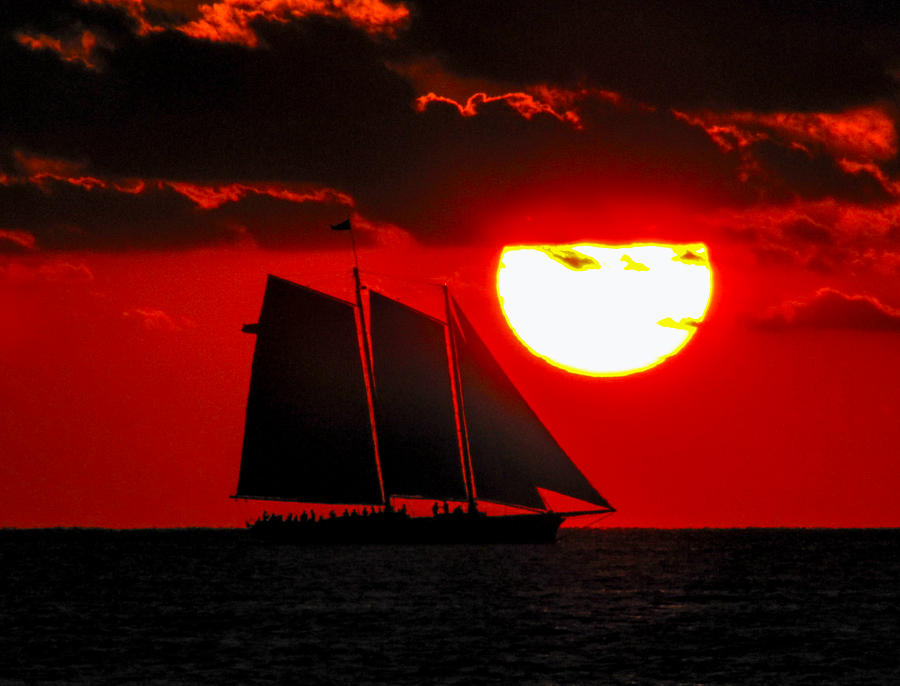 Key West Sunset Sail Silhouette Photograph by Bob Slitzan