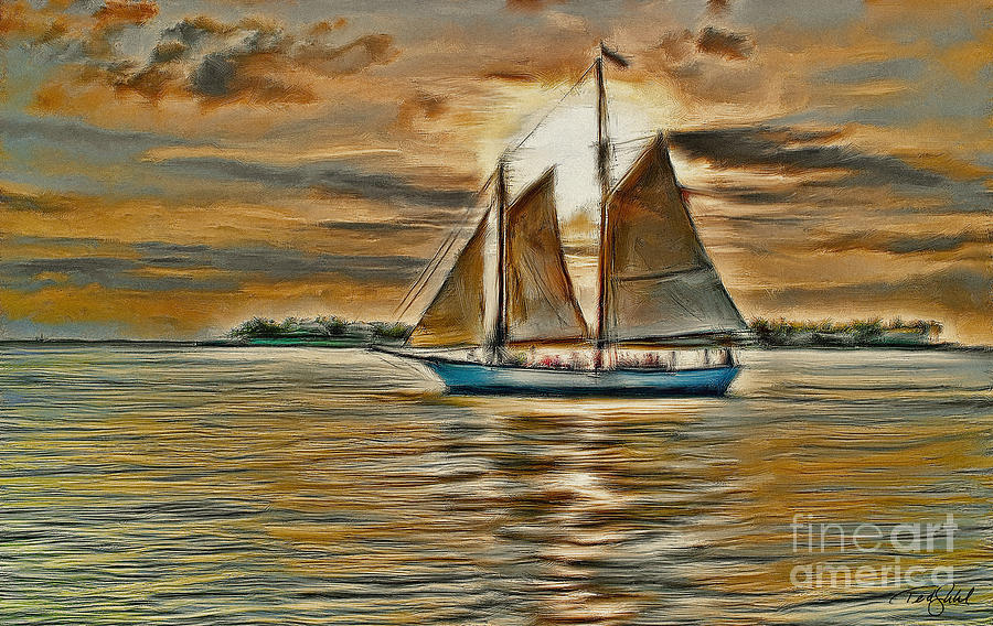 Sunset Painting - Key West Sunset by Ted Guhl