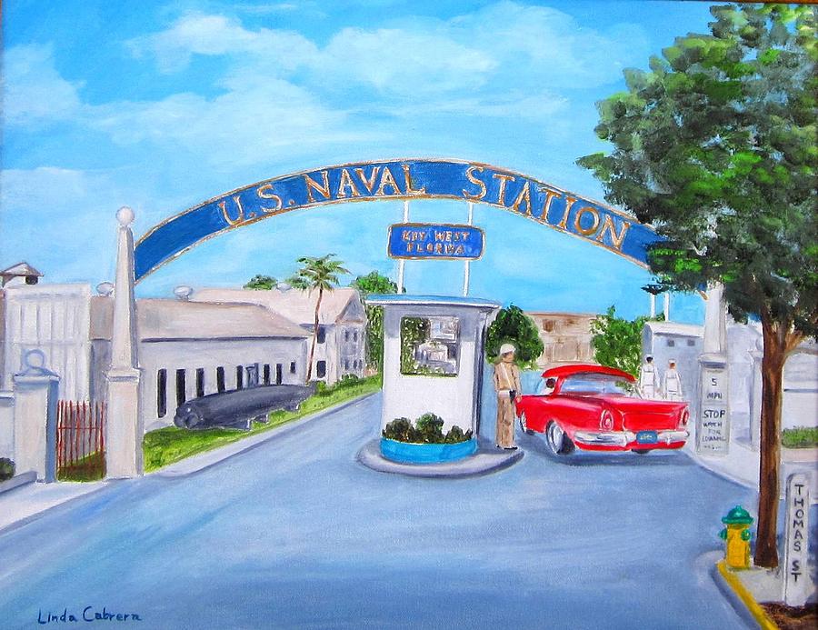 Car Painting - Key West U.S. Naval Station by Linda Cabrera