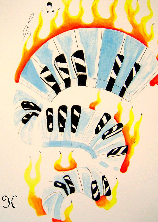 Piano Painting - Keys of Fire by Roger Golden