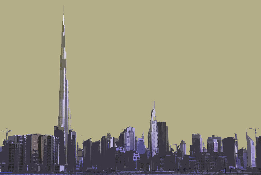 Dubai Digital Art - Khalifa Brown by Peter Dorrell