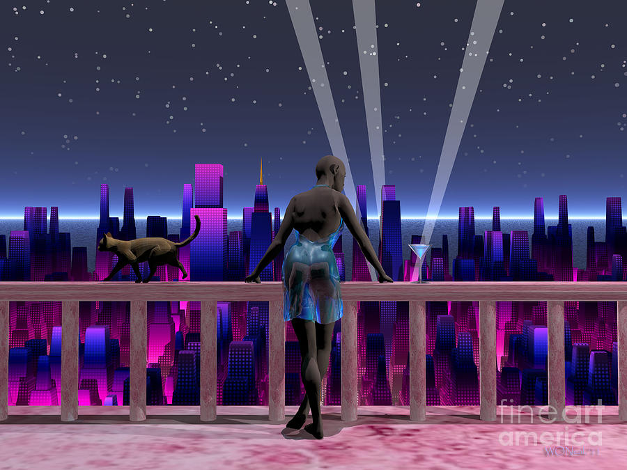 Science Fiction Digital Art - Kharmyn on Balcony 1 by Walter Neal