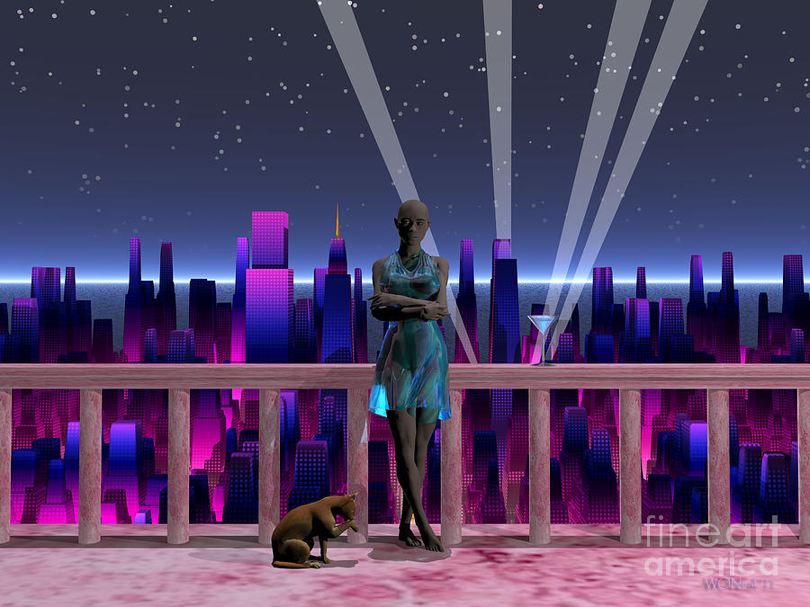 Science Fiction Digital Art - Kharmyn on Balcony 2 by Walter Neal